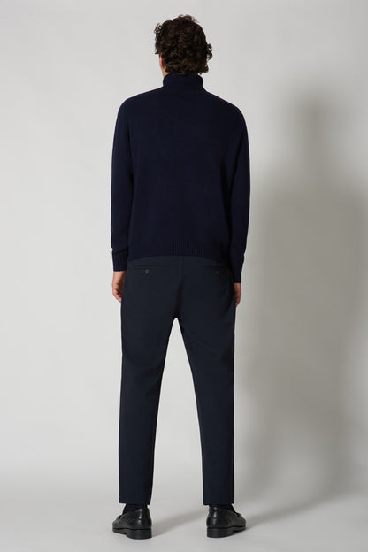Navy Pure Cashmere 4-Ply Turtleneck Pullover