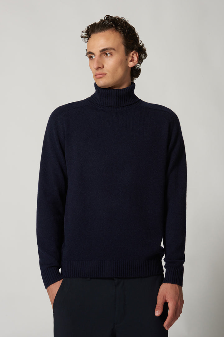 Navy Pure Cashmere 4-Ply Turtleneck Pullover