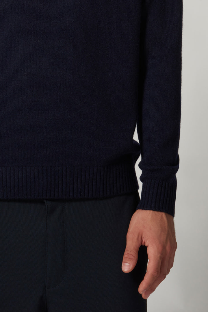 Navy Pure Cashmere 4-Ply Turtleneck Pullover