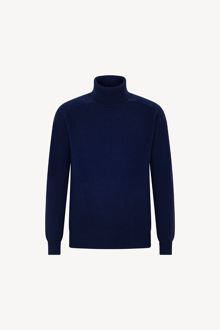 Ink Blue Pure Cashmere 4-Ply Turtleneck Pullover