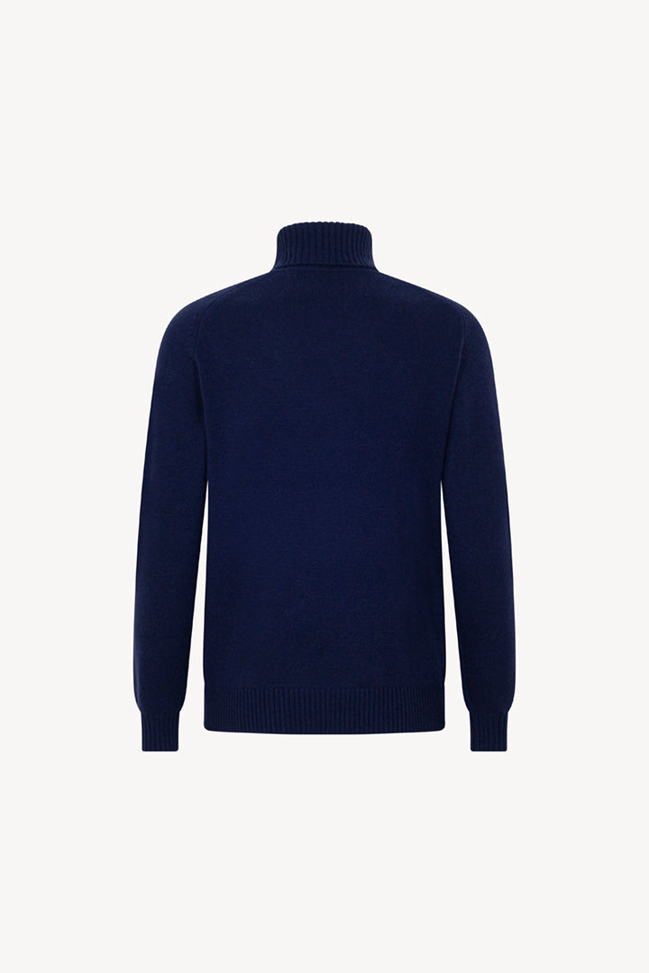 Ink Blue Pure Cashmere 4-Ply Turtleneck Pullover
