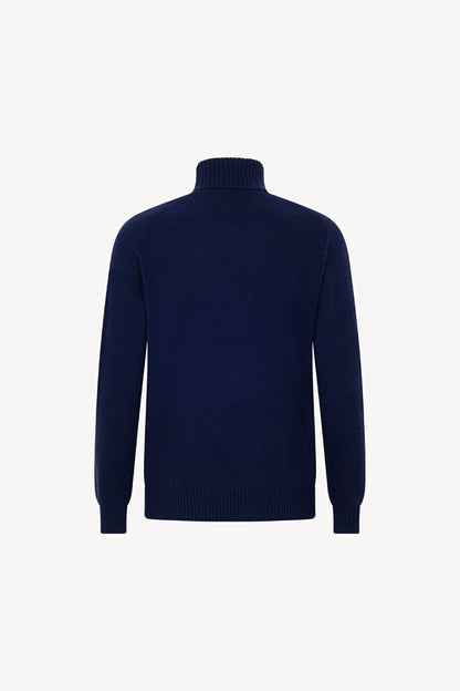 Ink Blue Pure Cashmere 4-Ply Turtleneck Pullover