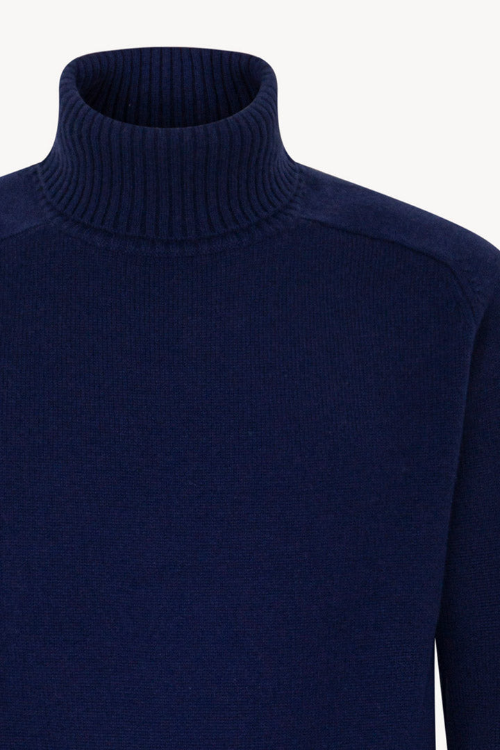 Ink Blue Pure Cashmere 4-Ply Turtleneck Pullover