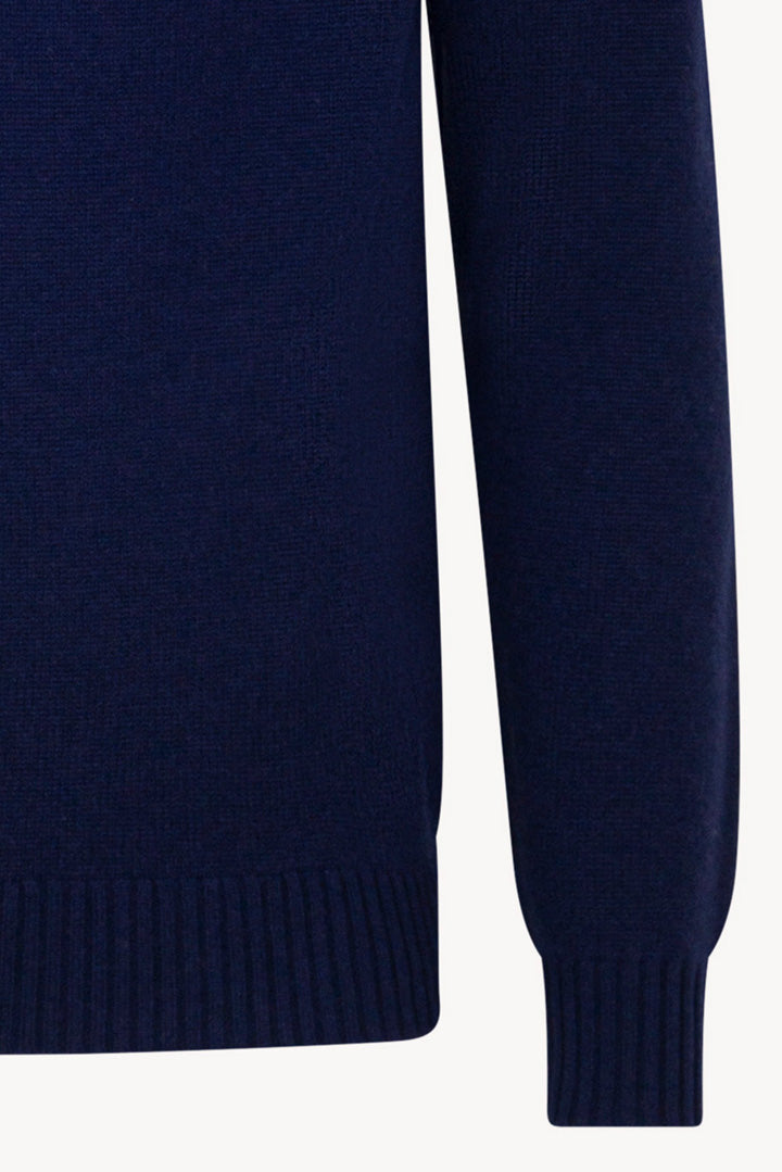 Ink Blue Pure Cashmere 4-Ply Turtleneck Pullover