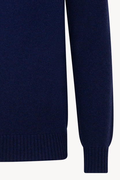Ink Blue Pure Cashmere 4-Ply Turtleneck Pullover