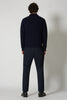 Navy Pure Cashmere Shawl Collar English Rib Cardigan