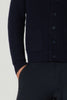 Navy Pure Cashmere Shawl Collar English Rib Cardigan