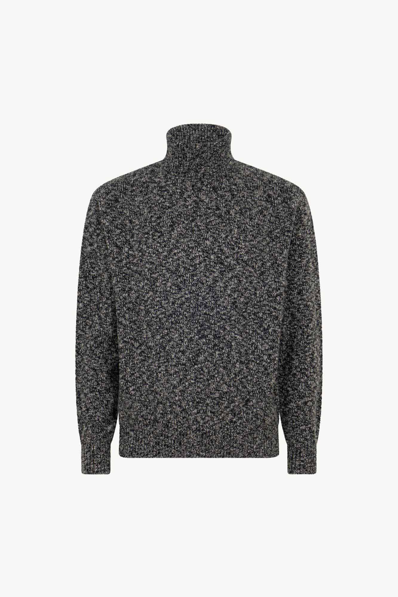 Dolcevita in Filato Bottonato in Puro Cashmere Blu bottonato