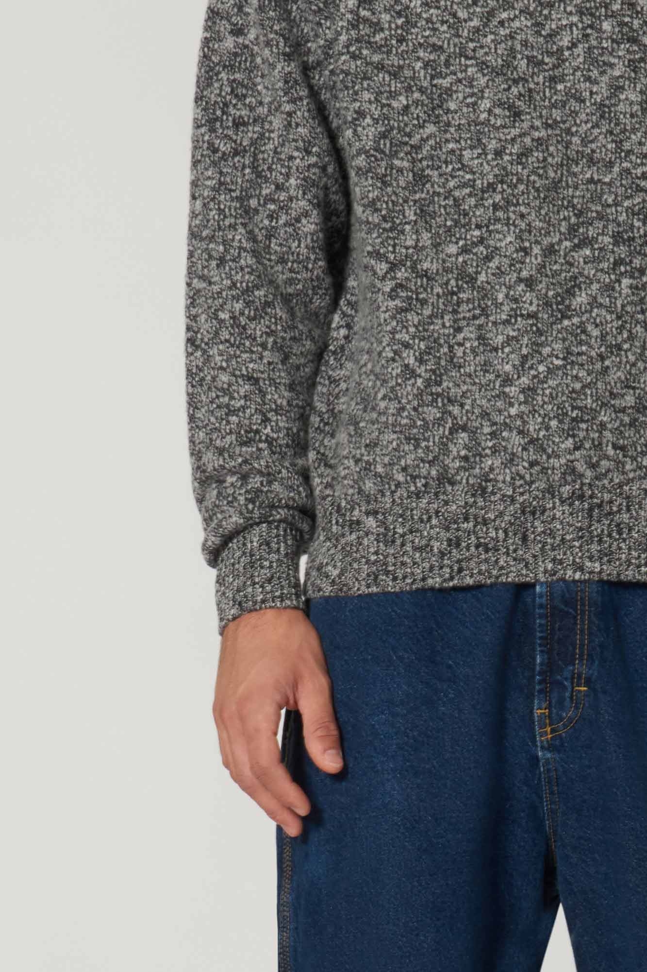 Dolcevita in Filato Bottonato in Puro Cashmere Blu bottonato