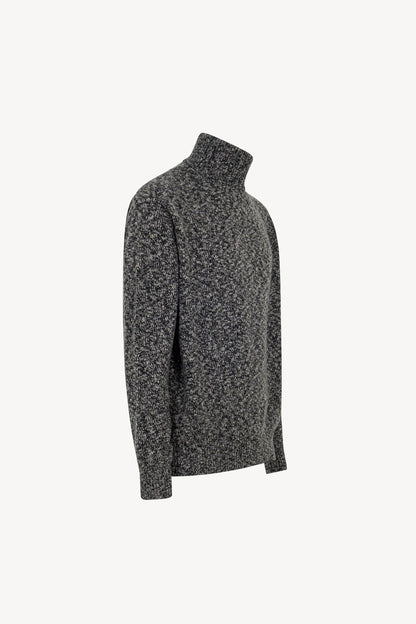 Dolcevita in Filato Bottonato in Puro Cashmere Blu bottonato