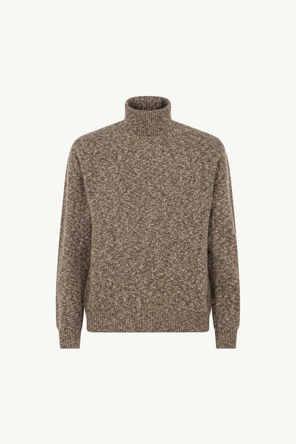 Dolcevita in Filato Bottonato in Puro Cashmere Corteccia