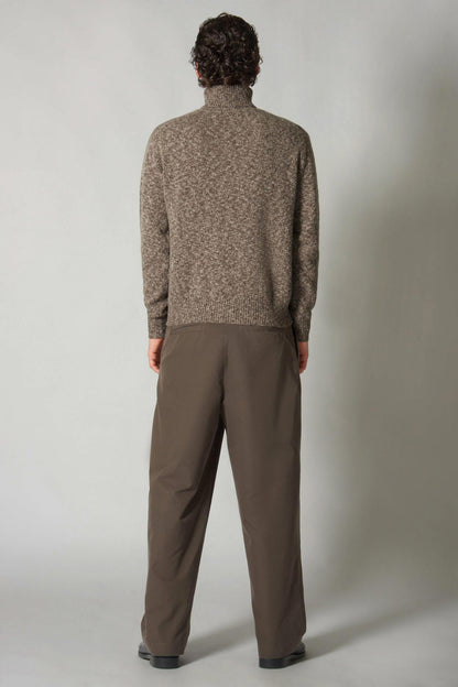 Dolcevita in Filato Bottonato in Puro Cashmere Corteccia