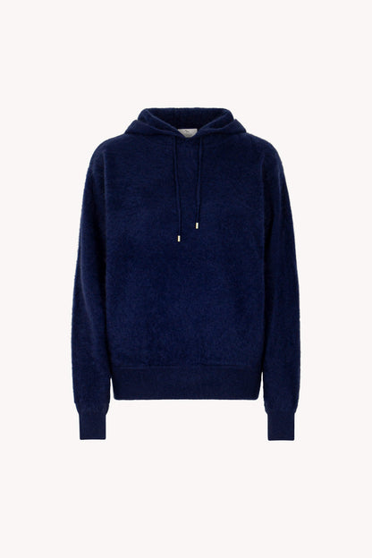 Felpa con Cappuccio Unisex in Puro Cashmere Spazzolato Marino
