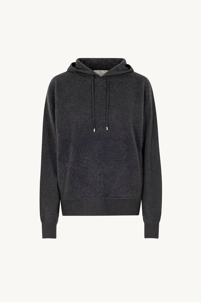 Felpa con Cappuccio Unisex in Puro Cashmere Spazzolato Ardesia