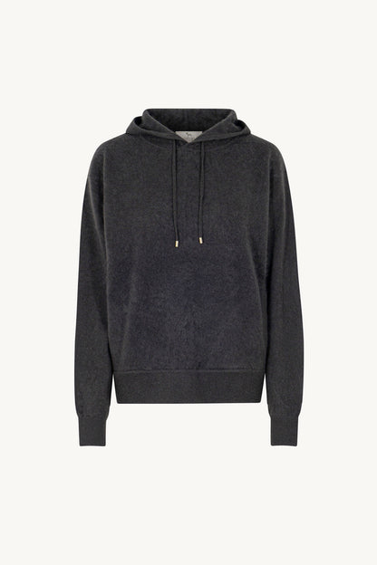 Felpa con Cappuccio Unisex in Puro Cashmere Spazzolato Ardesia