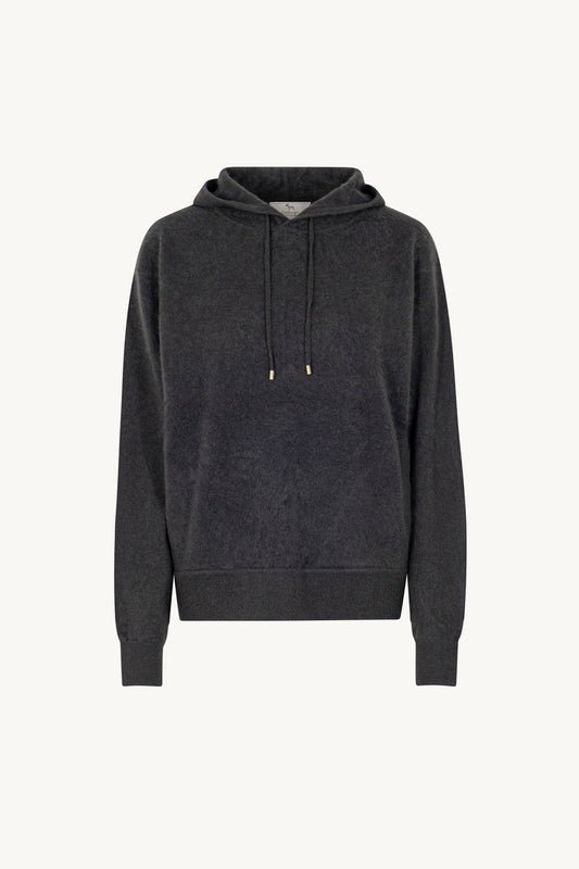Felpa con Cappuccio Unisex in Puro Cashmere Spazzolato Ardesia