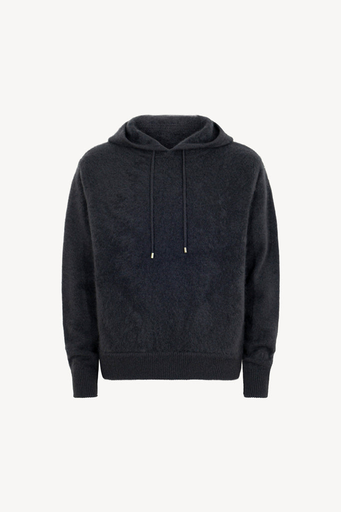Felpa con Cappuccio Unisex in Puro Cashmere Garzato Ardesia