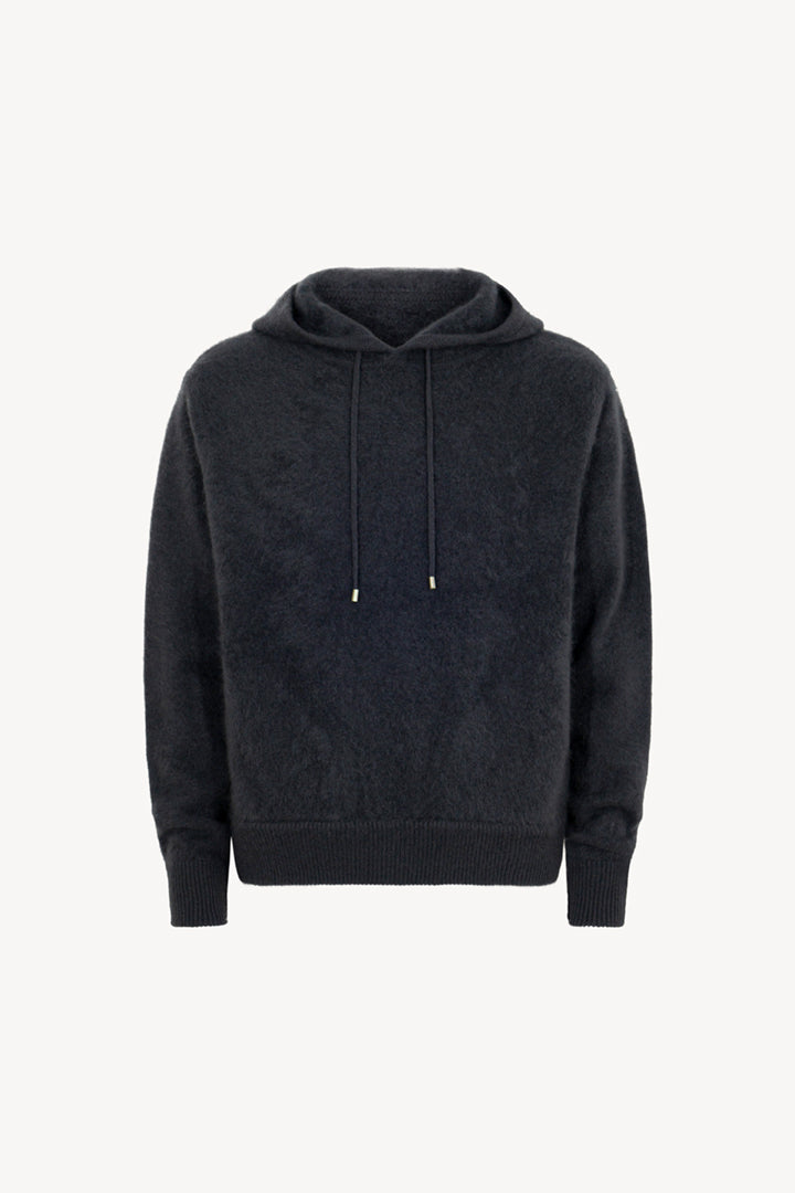 Felpa con Cappuccio Unisex in Puro Cashmere Garzato Ardesia