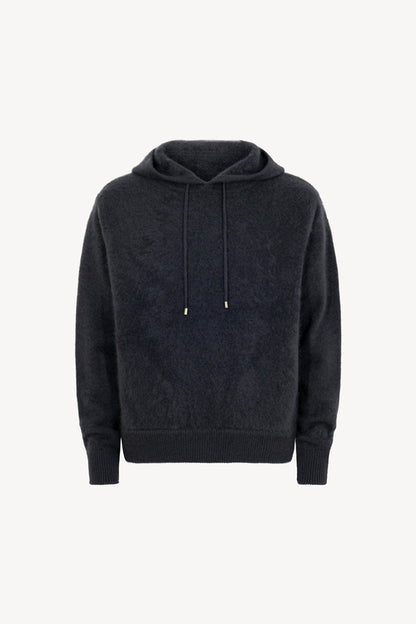 Felpa con Cappuccio Unisex in Puro Cashmere Garzato Ardesia