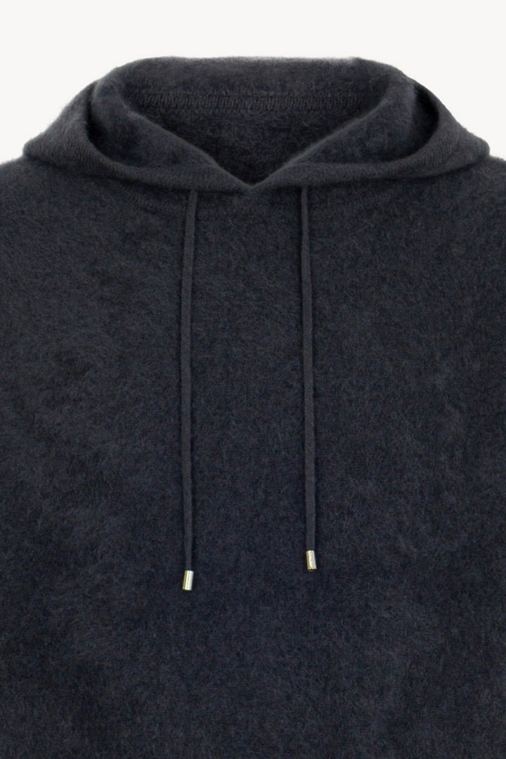 Felpa con Cappuccio Unisex in Puro Cashmere Garzato Ardesia