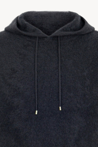 Felpa con Cappuccio Unisex in Puro Cashmere Garzato Ardesia