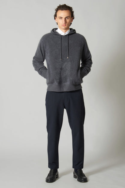 Felpa con Cappuccio Unisex in Puro Cashmere Spazzolato Ardesia