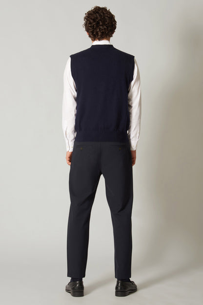 Gilet con Bottoni in Puro Cashmere Navy