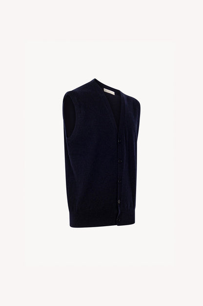 Gilet con Bottoni in Puro Cashmere Navy