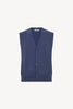 Gilet con Bottoni in Puro Cashmere Denim Scuro
