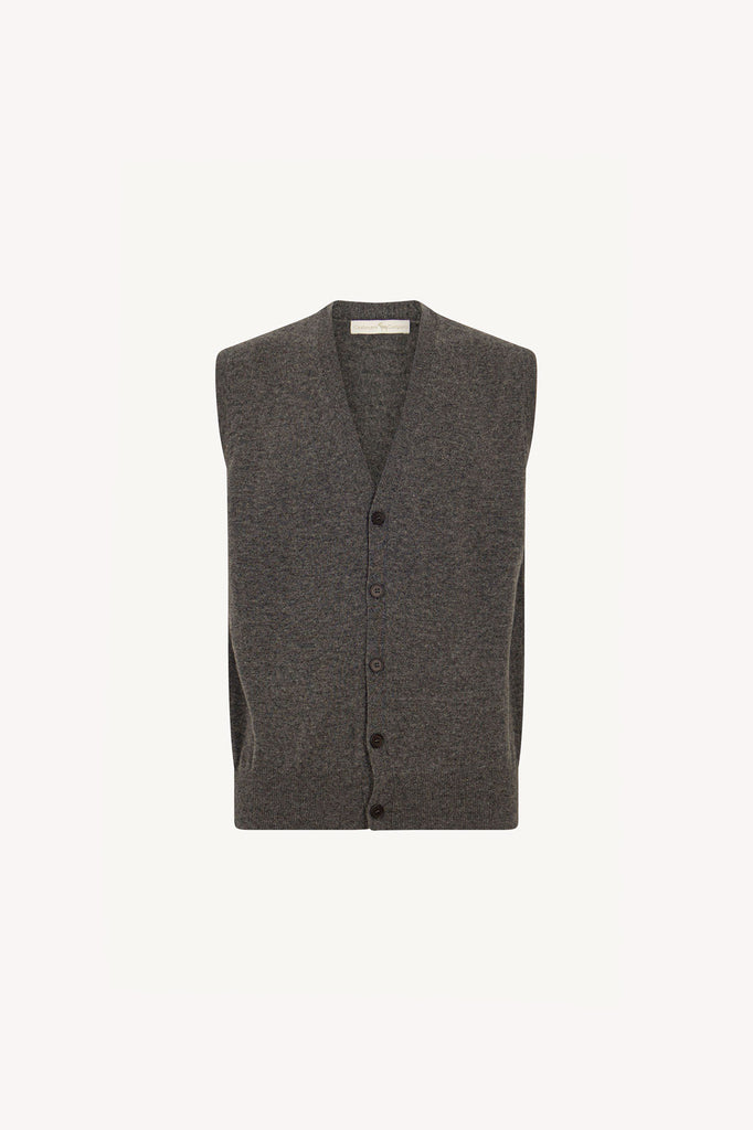 Gilet con Bottoni in Puro Cashmere Flanella