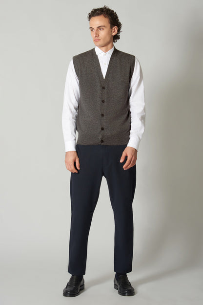 Gilet con Bottoni in Puro Cashmere Flanella