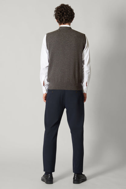 Gilet con Bottoni in Puro Cashmere Flanella