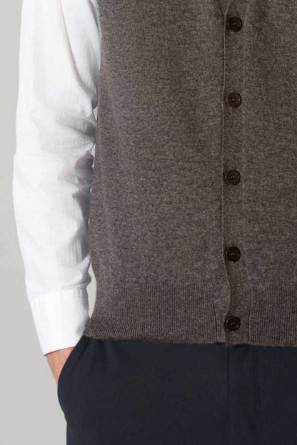 Gilet con Bottoni in Puro Cashmere Flanella