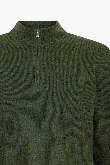 Lupetto Mezza Zip a Costa Inglese in Puro Cashmere Loden