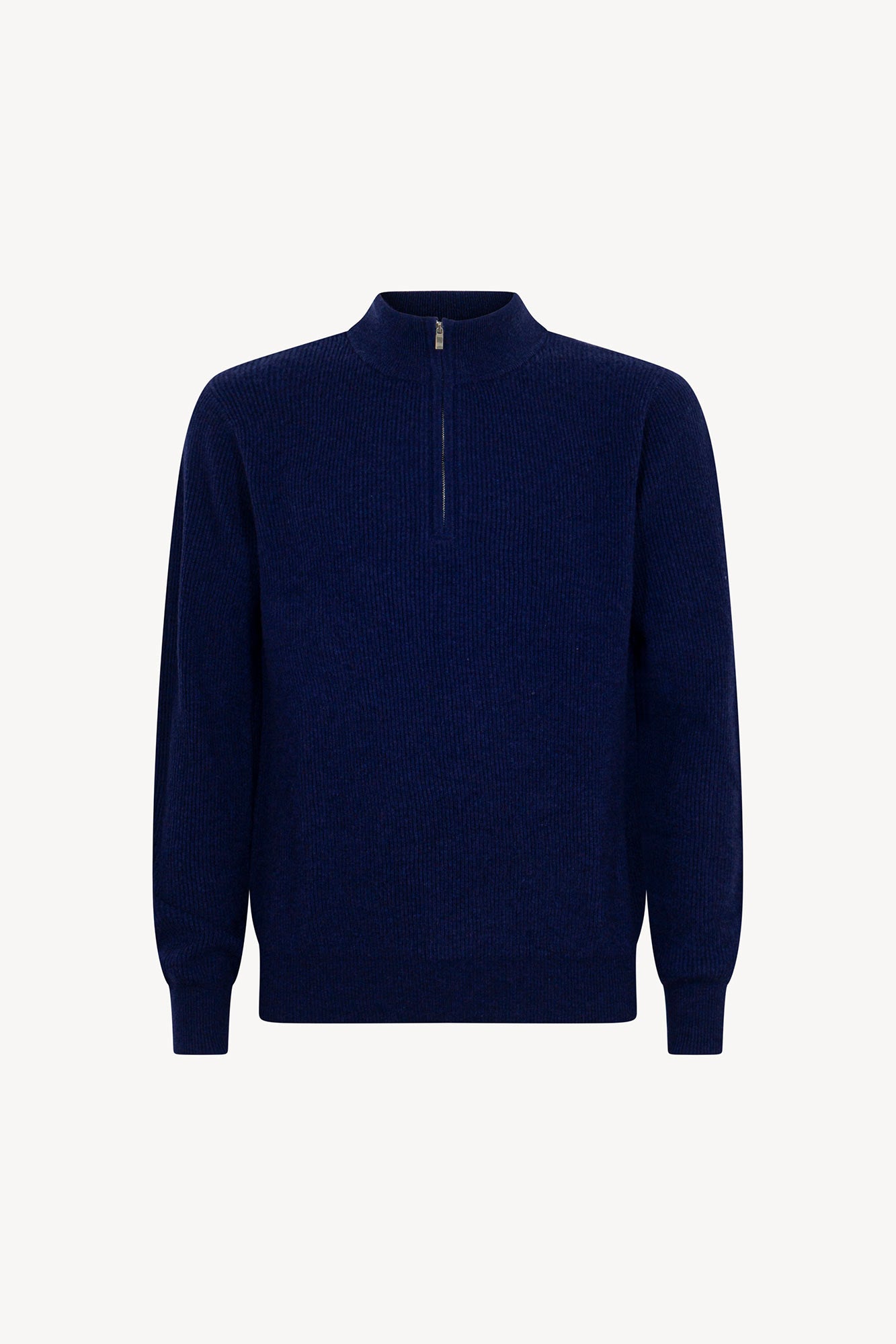 Lupetto Mezza Zip a Costa Inglese in Puro Cashmere Ink Blue