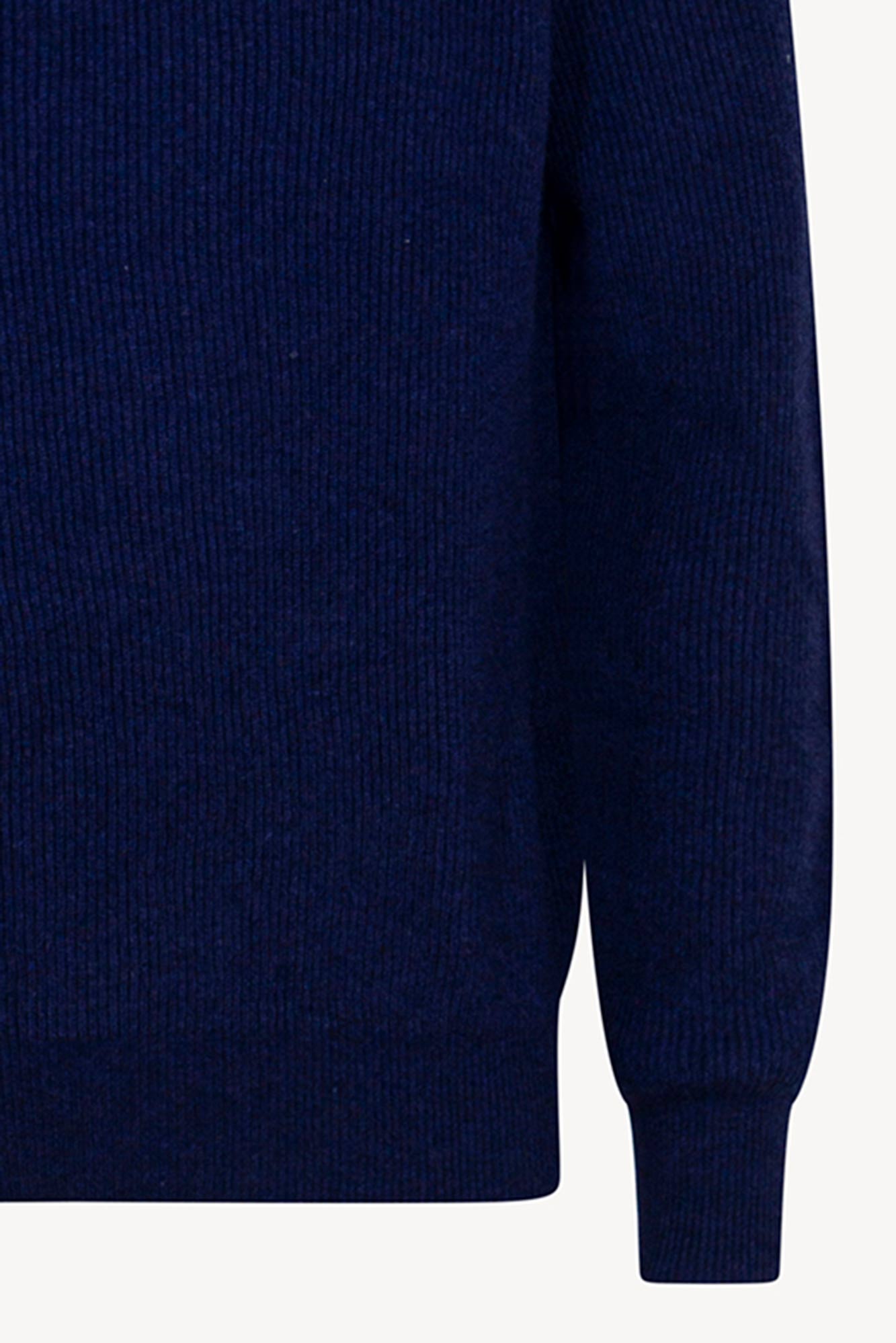 Lupetto Mezza Zip a Costa Inglese in Puro Cashmere Ink Blue