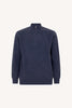 Lupetto Mezza Zip a Costa Inglese in Puro Cashmere Denim Scuro