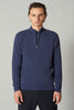 Lupetto Mezza Zip a Costa Inglese in Puro Cashmere Denim Scuro