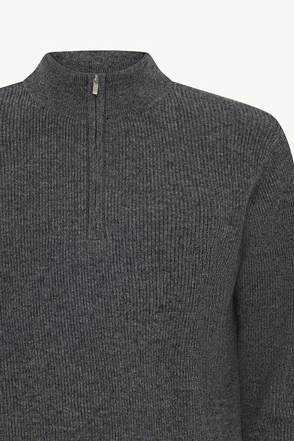 Lupetto Mezza Zip a Costa Inglese in Puro Cashmere Flanella