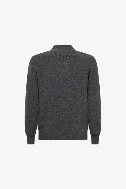 Lupetto Mezza Zip a Costa Inglese in Puro Cashmere Flanella