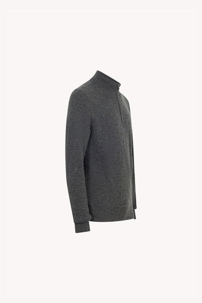 Lupetto Mezza Zip a Costa Inglese in Puro Cashmere Flanella