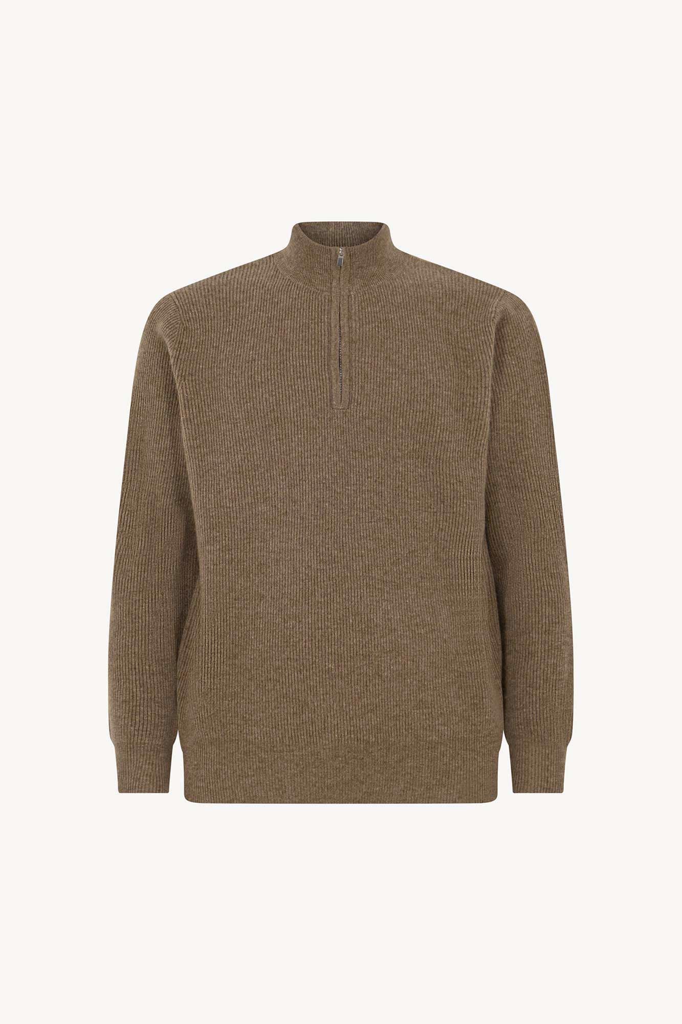 Lupetto Mezza Zip a Costa Inglese in Puro Cashmere Dune