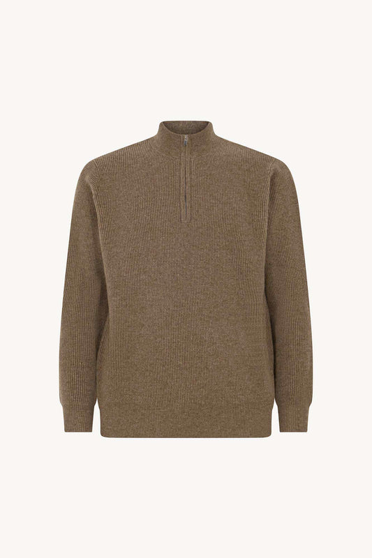 Lupetto Mezza Zip a Costa Inglese in Puro Cashmere Dune
