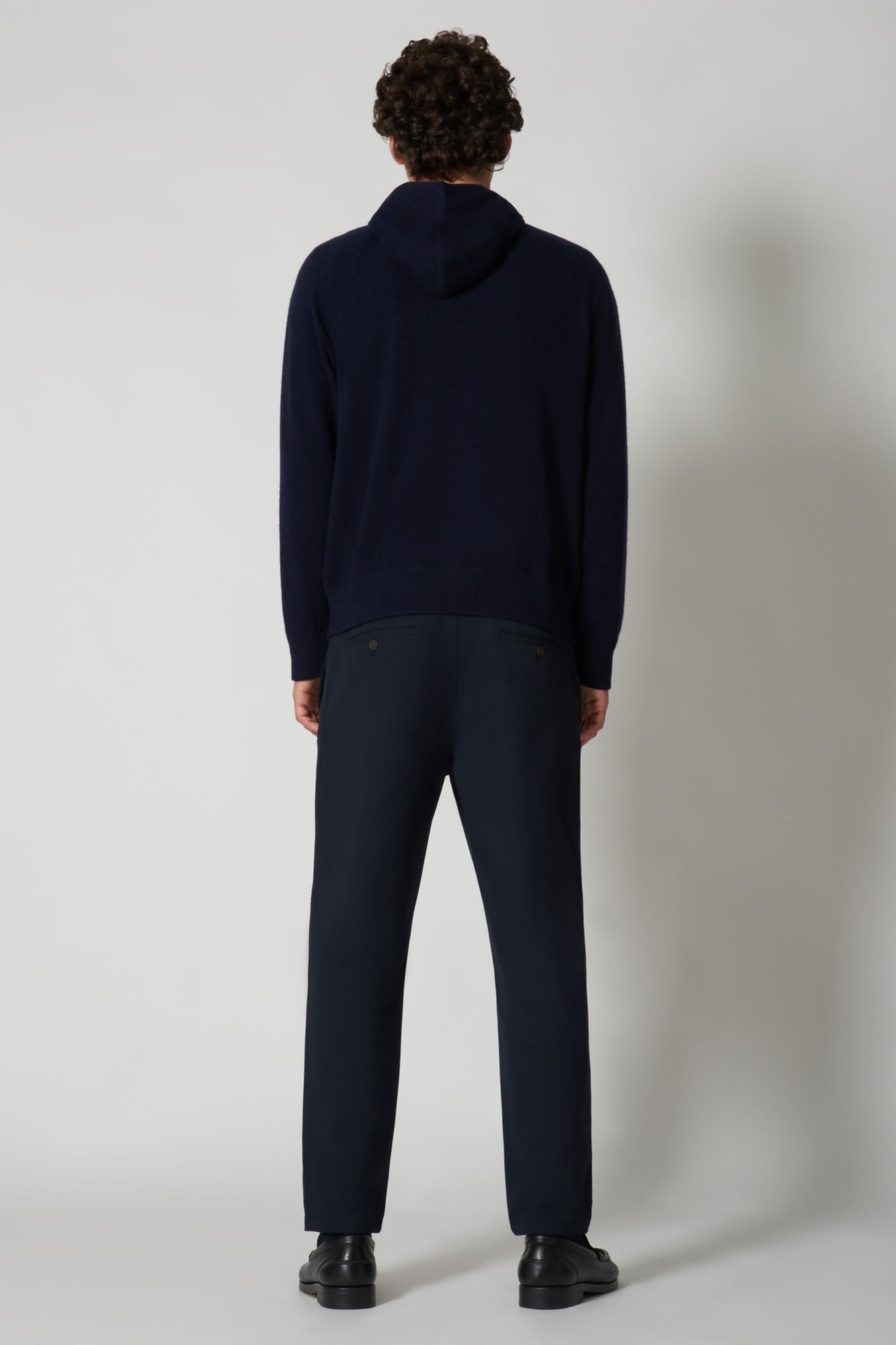 Felpa Uomo con Cappuccio in Puro Cashmere Navy