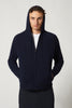 Felpa Uomo con Cappuccio in Puro Cashmere Navy