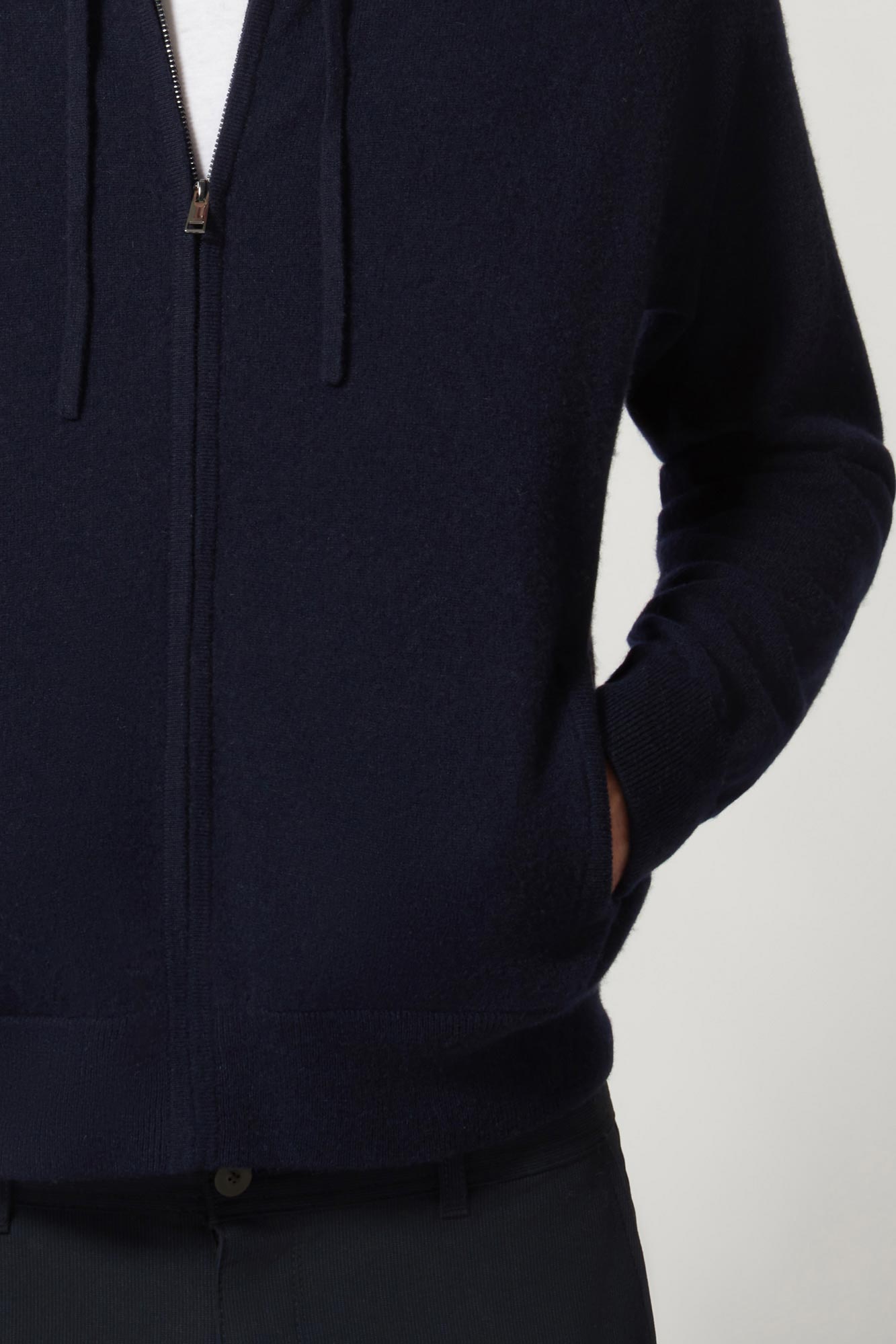 Felpa Uomo con Cappuccio in Puro Cashmere Navy