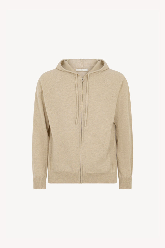 Felpa Uomo con Cappuccio in Puro Cashmere Avena