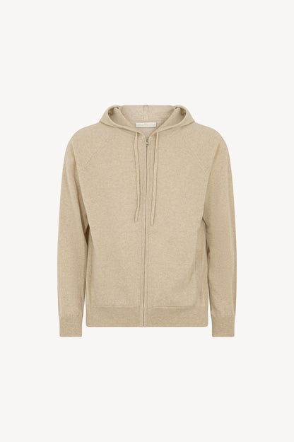 Felpa Uomo con Cappuccio in Puro Cashmere Avena