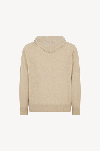 Felpa Uomo con Cappuccio in Puro Cashmere Avena