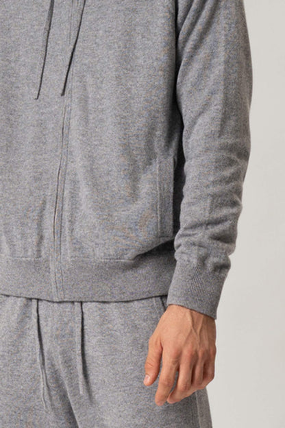 Felpa Uomo con Cappuccio in Puro Cashmere Silver